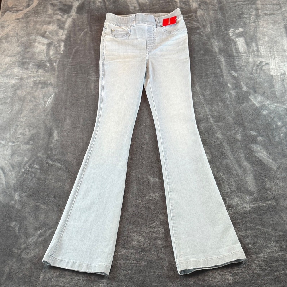 NWT Spanx‎ Flare Jeans Retro Lt Wash High Rise Pull On Denim XS 20348R
